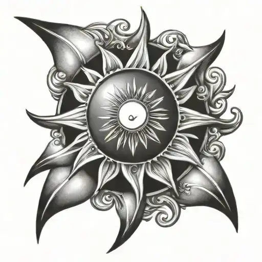 Sun Ray Shoulder Tattoo Design