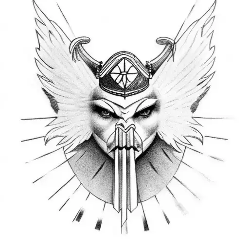 Valkyrie Face With Vegvisir And Forest At The Background