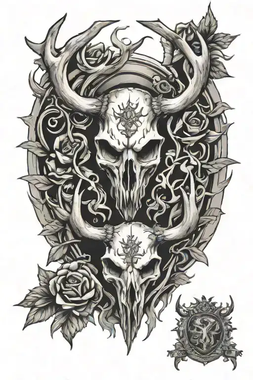 5 Deer Skulls Family Crest