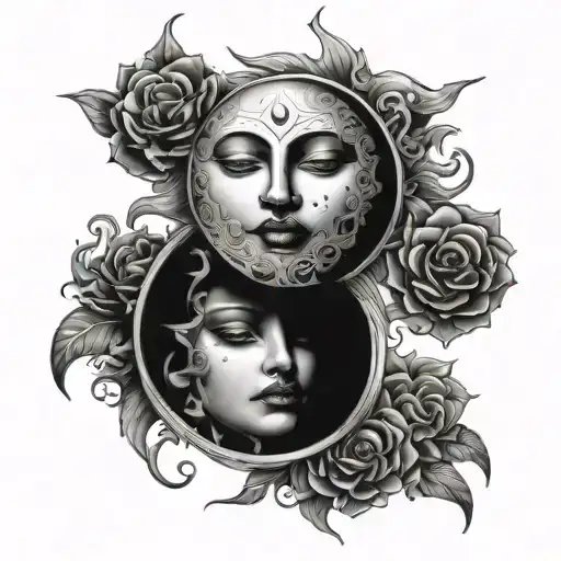 Sun And Moon Couple Tattoo Design