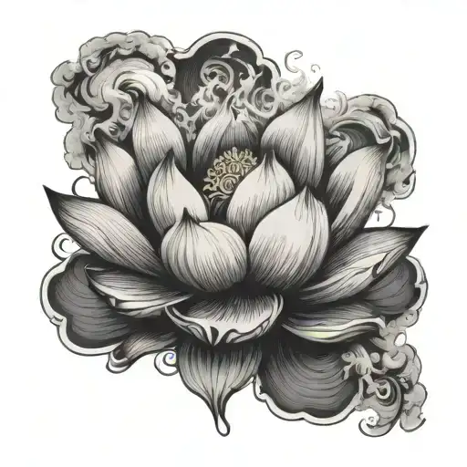 Lotus Flower Surrounded In Smoke Rising