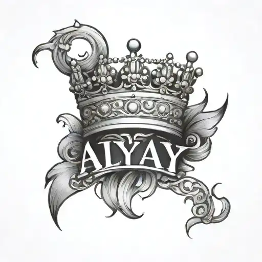Aly Name Tatoo Design With Crown And Simple