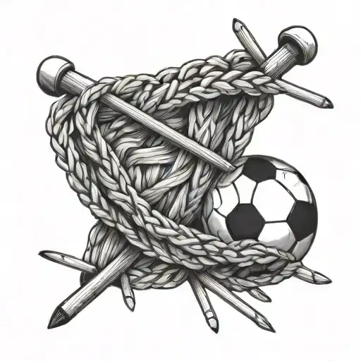 Soccer And Knitting Needles Entwined