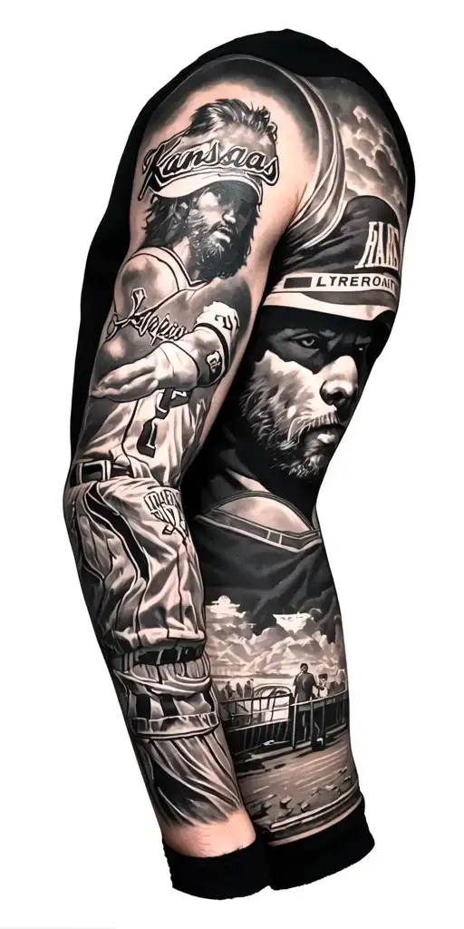 Kansas Themed Arm Sleeve With All The Elemts Of Kansss In The Design