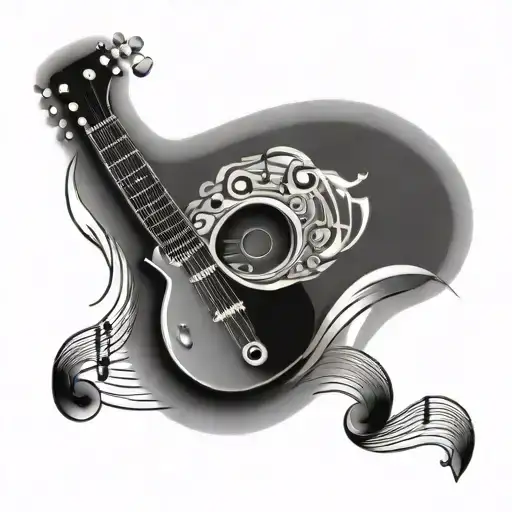 Guitar And Music Notes Swirling