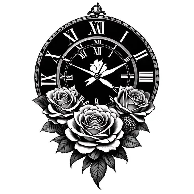 Turtles Roses Compus And A Clock Face