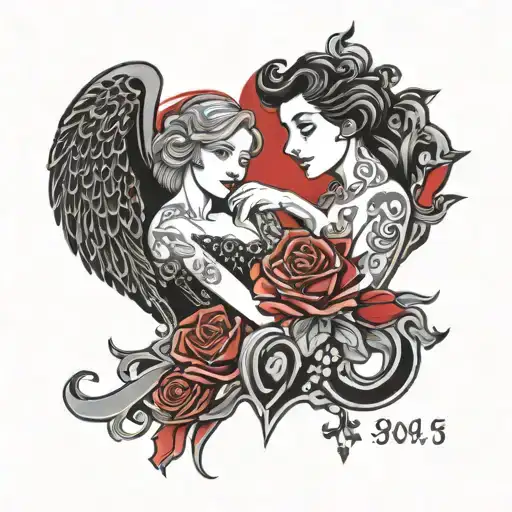 Date 4-5-2005 In Black And Love In Red Behind The Date