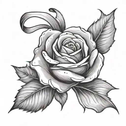 A Single Rose Wrapped With A Ribbon