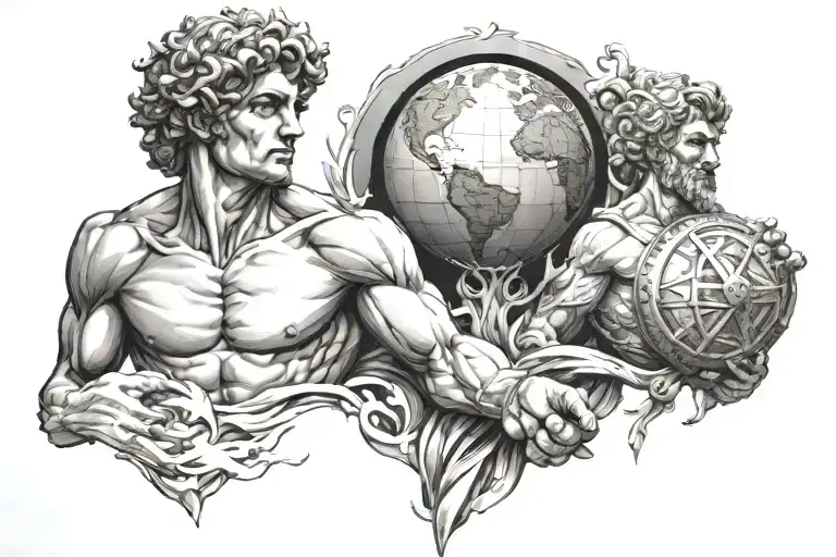 David Statue Y Atlas Holding The World