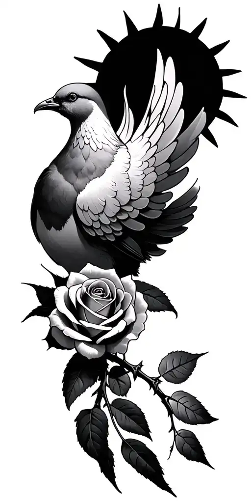 Rose Thorns Dove Sun