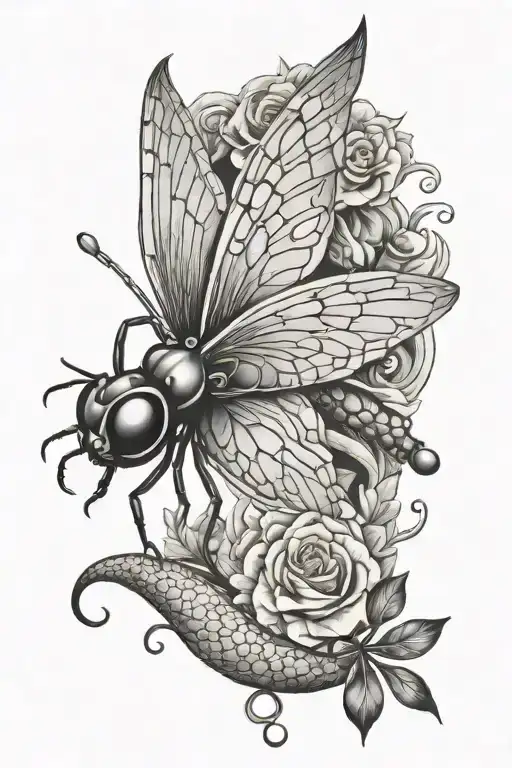 Fox Dragon Fly And Lady Bug