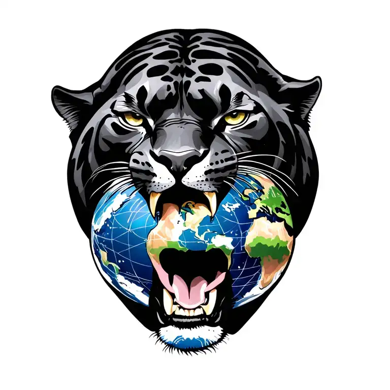 Panther With The World In His Mouth