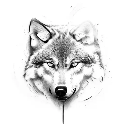 Create A Tattoo Design Of A Construction Worker With A Wolf Companion