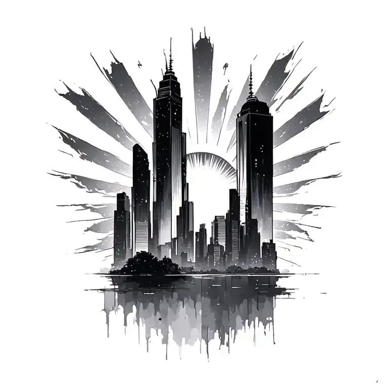 Skyline With Sun Rays