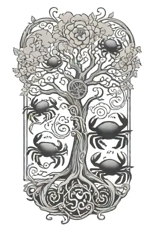 Tree Of Life With Zodiac Cancer Crab