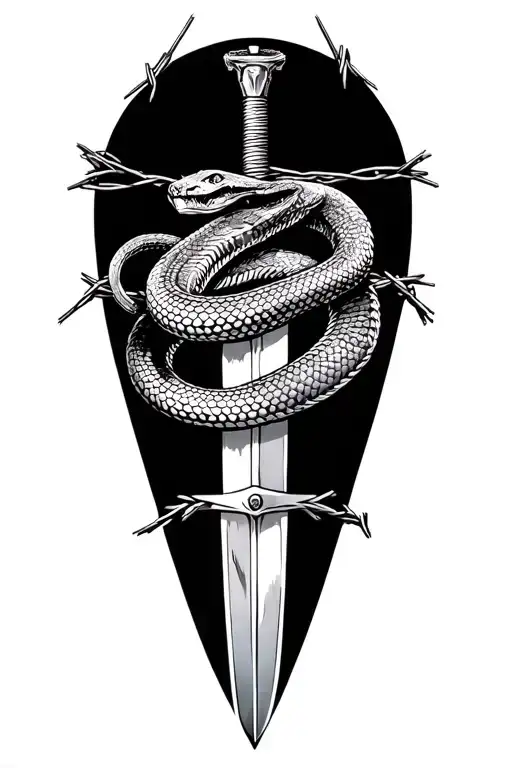 Snake And Sword And Barb Wire