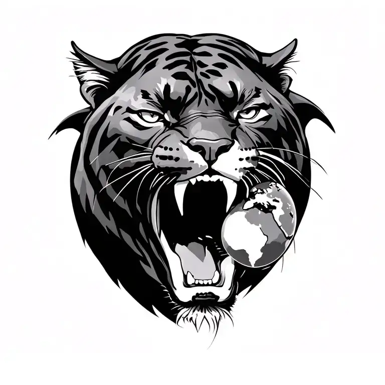 Panther With The World In His Mouth From The Side