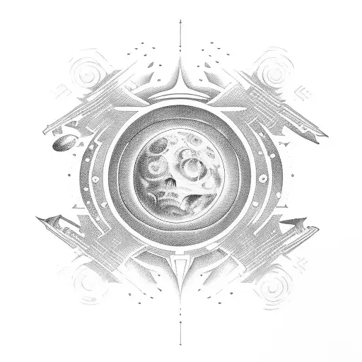 A Galactic Tattoo Design Incorporating Juice World Album Art With A Boy Mom Symbol