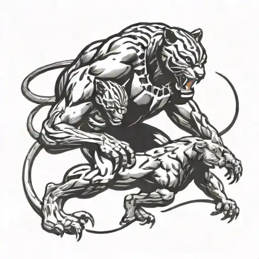 Black Panther Black Mamba Fighting Each Other