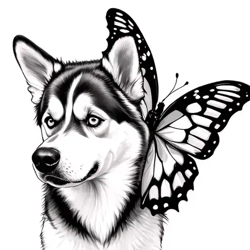 Husky And Butterfly