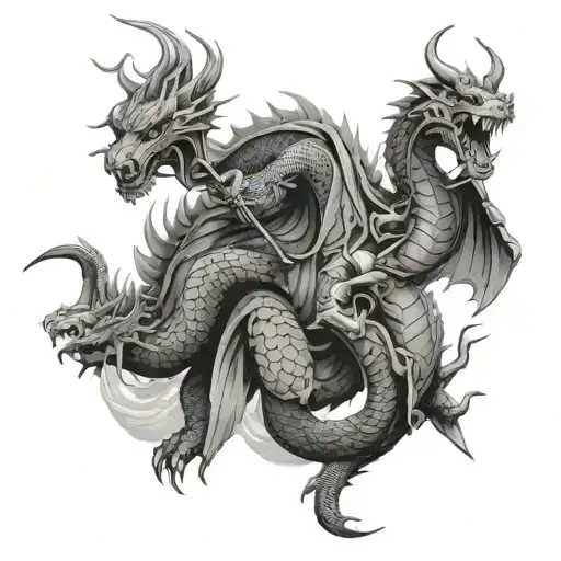 Dragon Fighting With Samurai