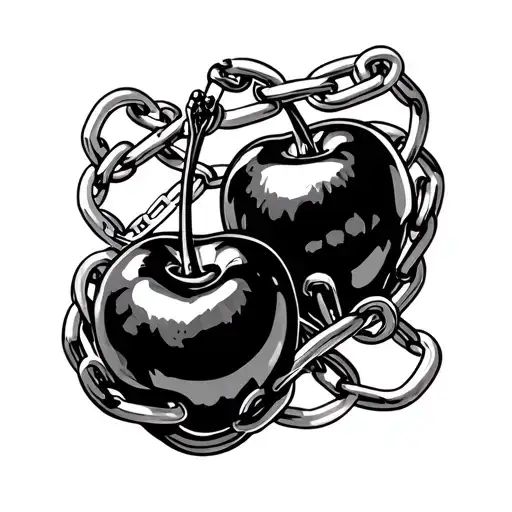 Two Cherries Wrapped By Chains