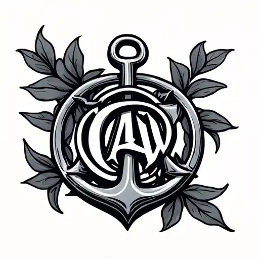 Anchor With Intials Qaw Intertwined Within
