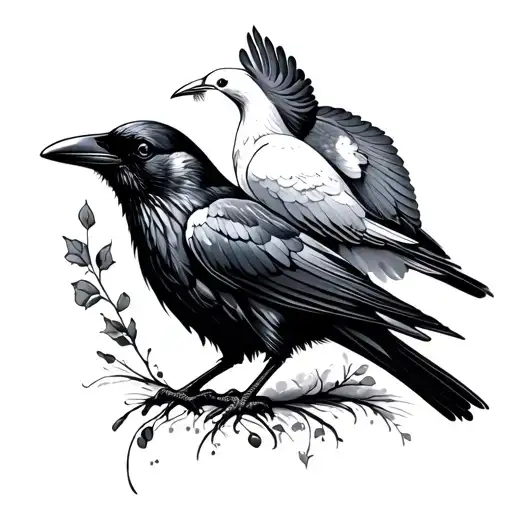 A Crow And A Classic Dance Dove