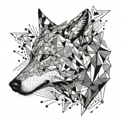 Geometric Wolf With Pieces Breaking Off