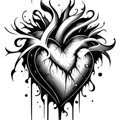 Abstract Heart Tattoo With R And K Hidden In Design