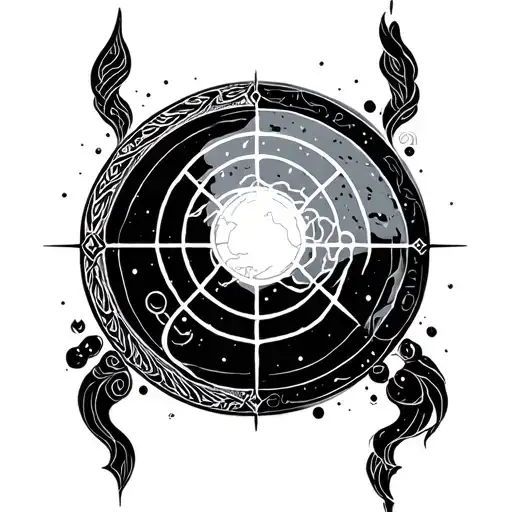 Earth Symbol Alchemy Circle With Aquarius Symbol