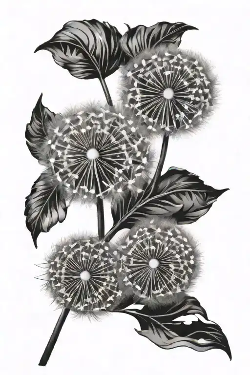 Black 3D Blowing Wish Dandelion