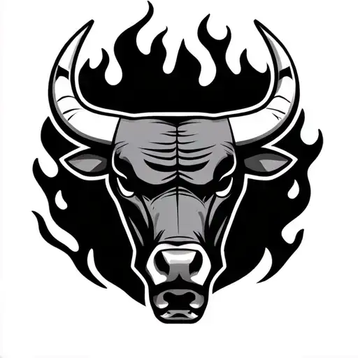 Bulls Logo On Fire