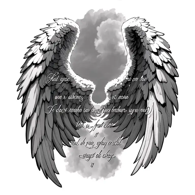 Angel Wings With Lyric Down Spine