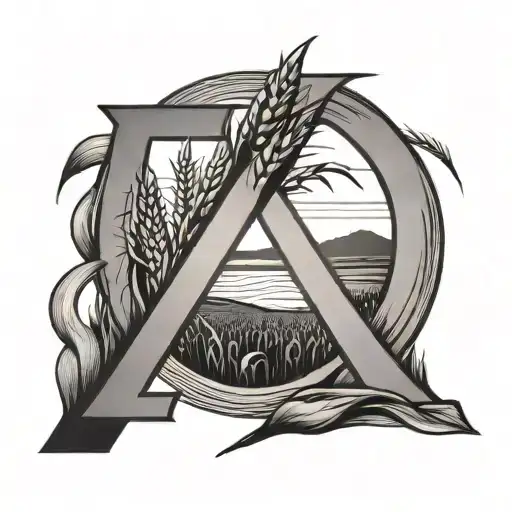 The Letter F With Corn Fields And Sunset Inside Of It