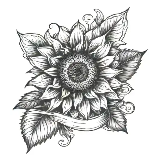 Sunflower With Banner Underneath