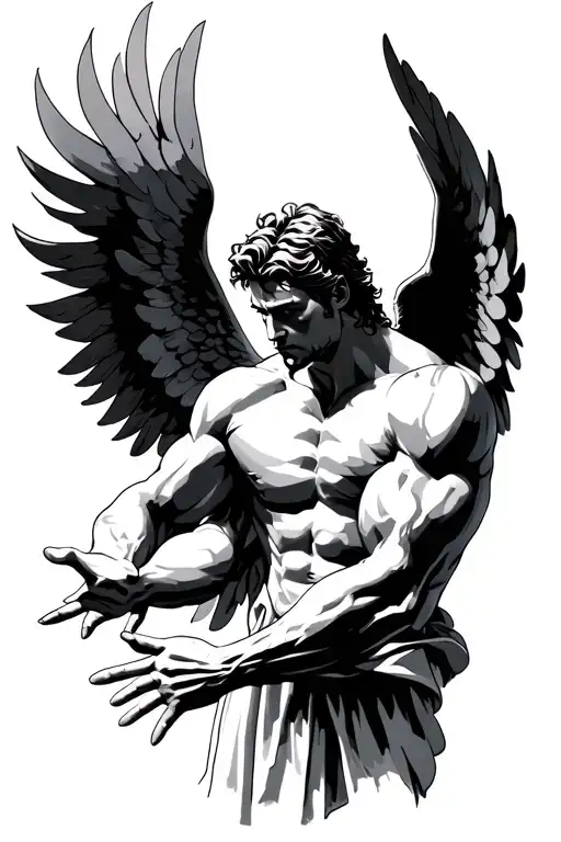 Muscular Male Angel Arms Outstretched