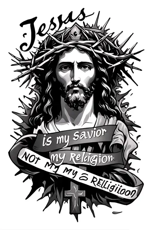 Jesus Is My Savior Not My Religion Written In Cursive With The Crown Of Thorns And The Cross