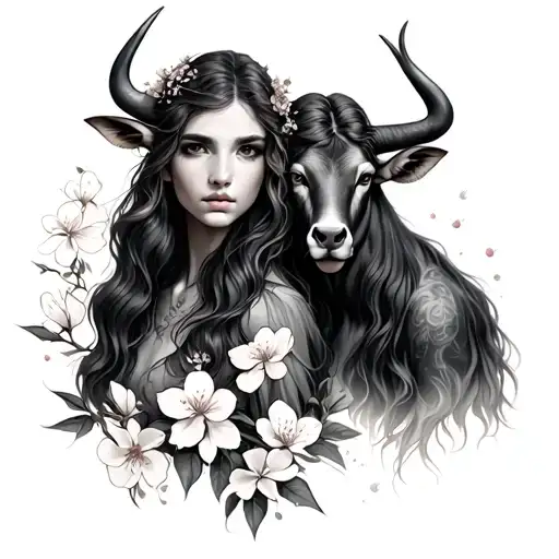 Taurus And Virgo With Cherry Blossoms