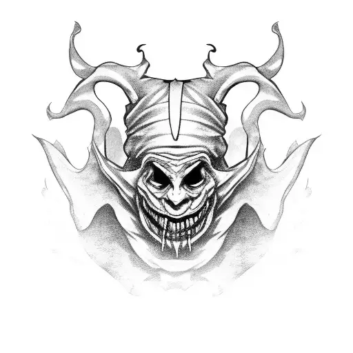 Creepy Jester Holding Mask Floating