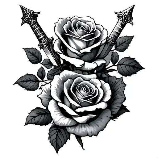 Roses With Dagger Stabbing