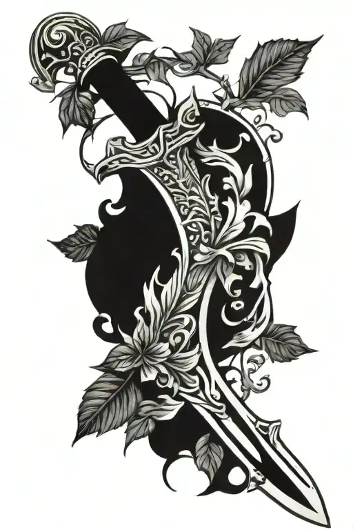 Sword Covered In Leaves