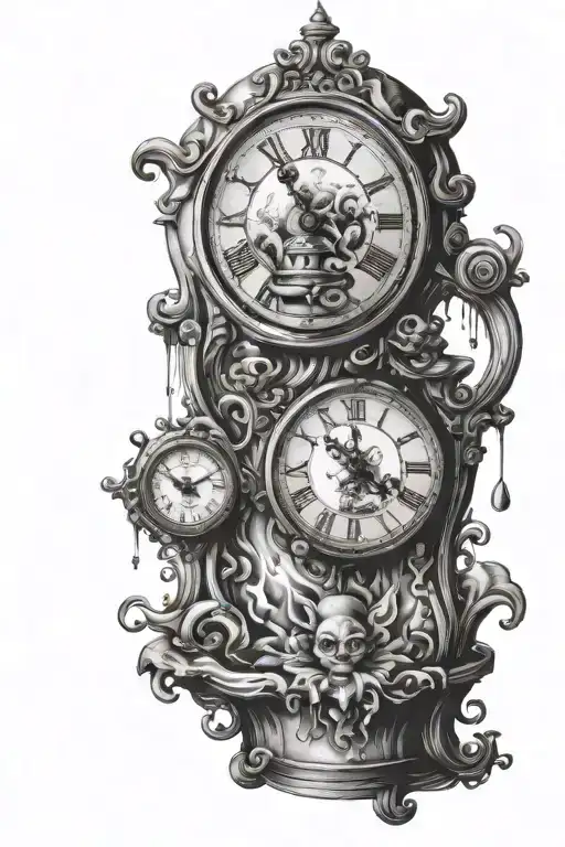 Two Alice In Wonderland Style Clocks Melting Clock