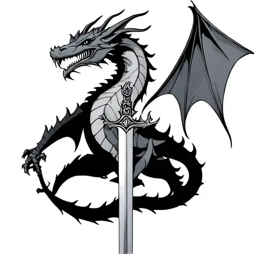 Dragon With Sword Going
