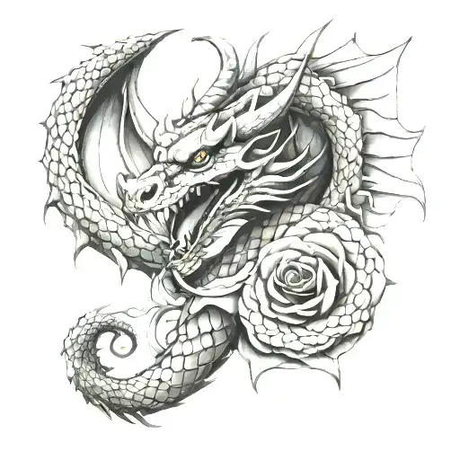 Dragon Wrapped With Rose