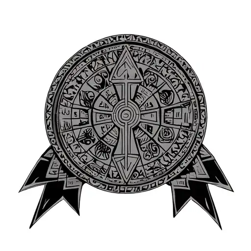 Aztec Calendar Cross Surrounded