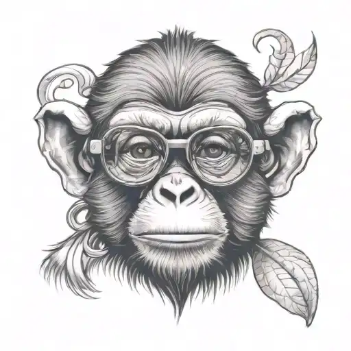 Monkey With Glasses Perched