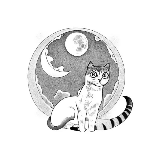 Cat Watching The Moon