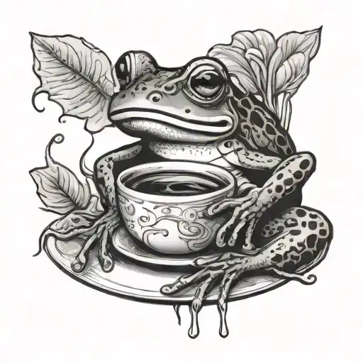 Frog Drinking Coffee