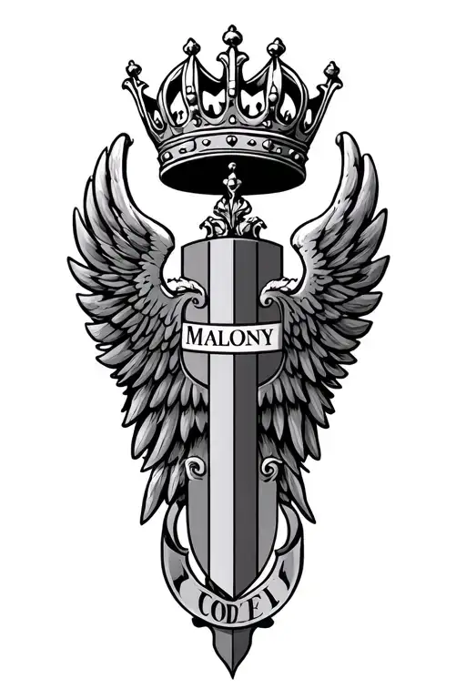 Maloney Family Crest Heraldry Crown Wings
